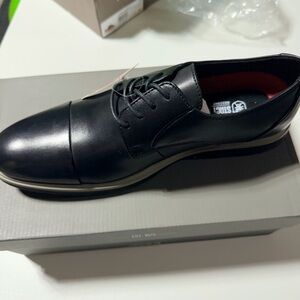 Stacy Adams Black Leather Cap-Toe Derby Shoe